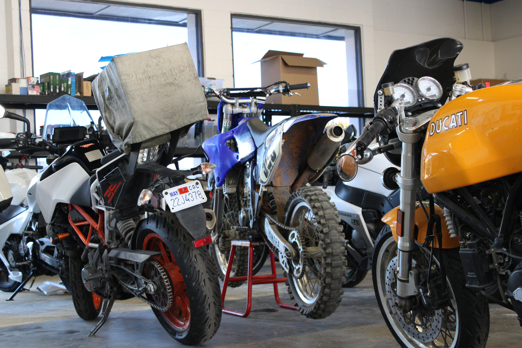 Motorcycles stored inside Chris Moto